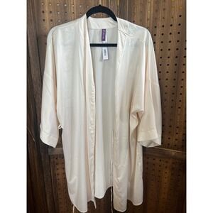 Adore Me White Ivory Satin Bathrobe Womens Small Missing Belt NWT